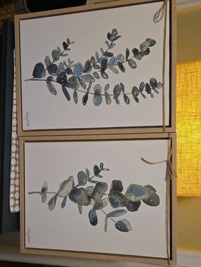 Kirklands Botanical Eucalyptus Prints in Green and Blue